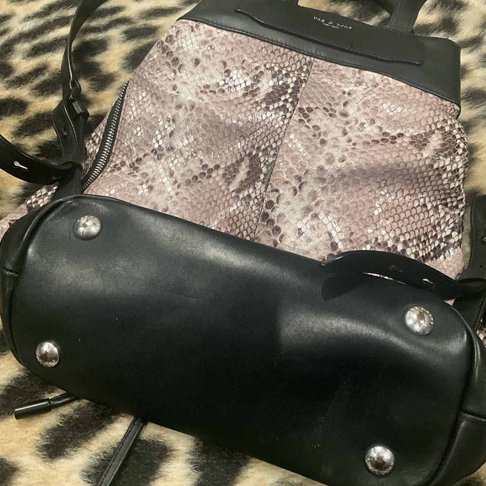 Rag & Bone Fawn Python Pilot Backpack Black Snake… - image 7